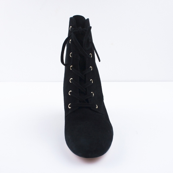 New JCREW Black Suede Lace-up block-heel boots - Picture 3 of 6